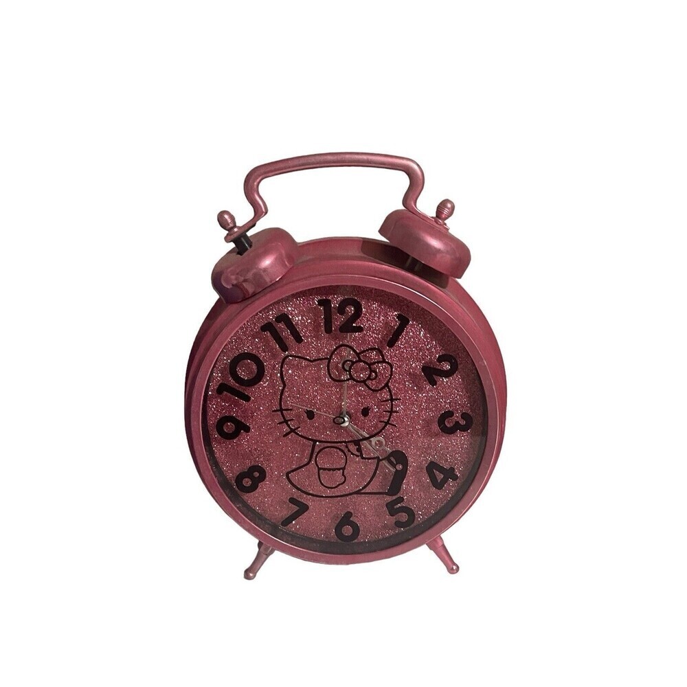 Hello Kitty Large Pink Alarm Clock from Sanrio 2013 Pink Glitter 12" Tall